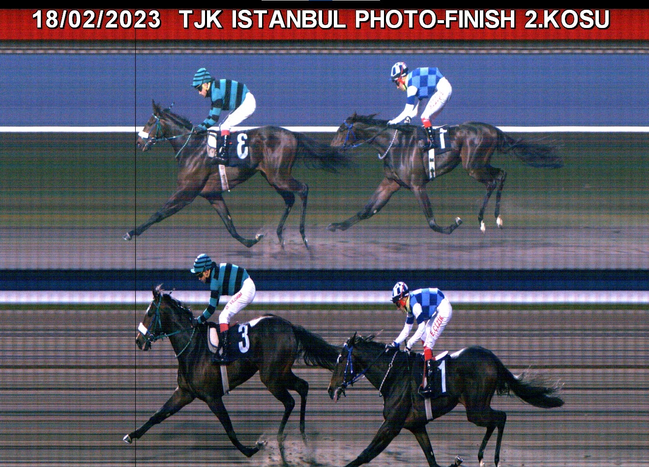 İstanbul 2 koşu foto finish resmi 18 Şubat 2023 cumartesi